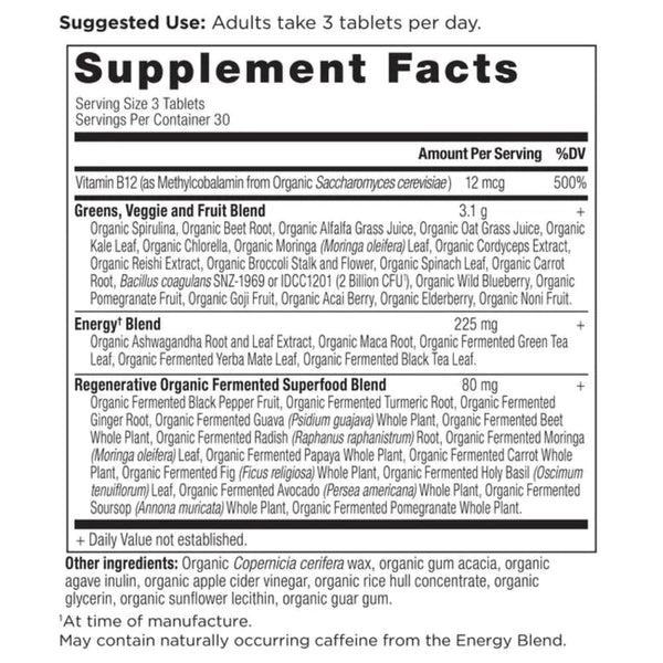 Ancient Nutrition Pre-Workouts AN Organic  Super Greens Energizer 90T