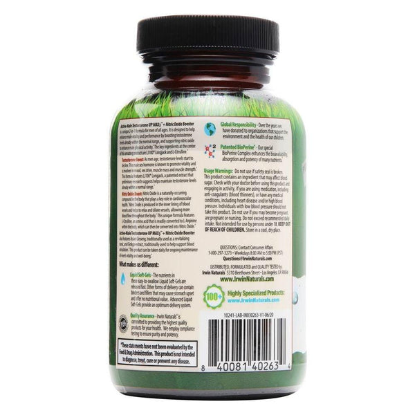Irwin Naturals Specialty Health Products Irwin Naturals Testosterone Up MAX3 60 Softgels