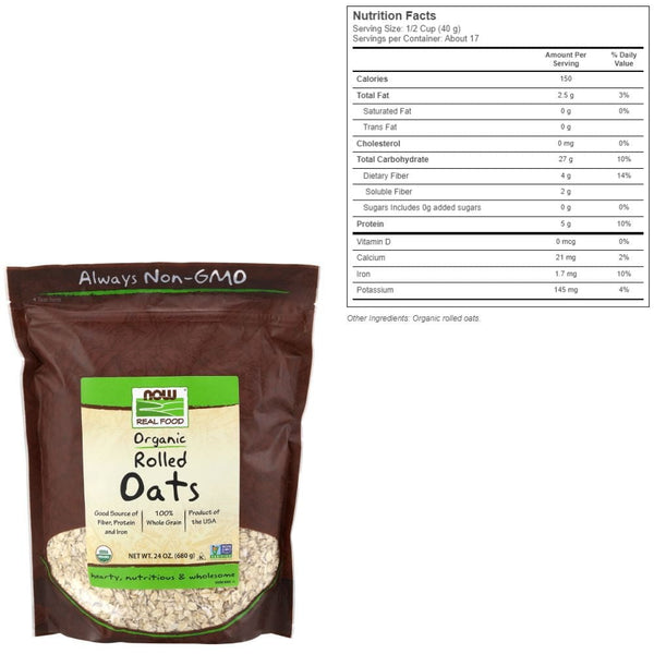 Now Foods Vitamins, Minerals, Herbs & More Now Foods Organic Rolled Oats 24 oz