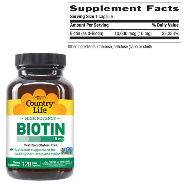 Country Life Vitamins & Minerals Country Life Biotin 10mg 120 Capsules