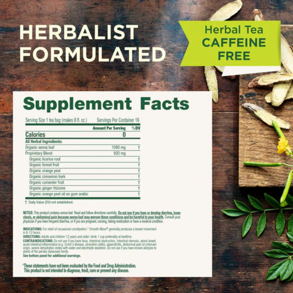 Traditional Medicinals Vitamins, Minerals, Herbs & More Unflavored Traditional Medicinals Smooth Move Tea 16 Bags