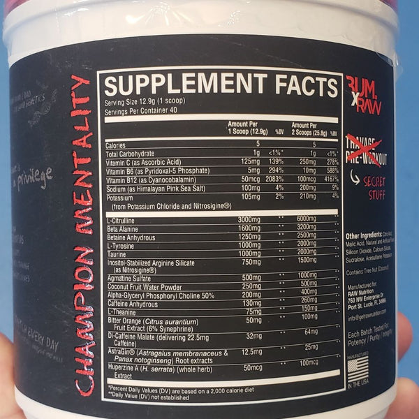 Raw Pre-Workouts RAW CBUM Christopher's Secret Stuff Preworkout