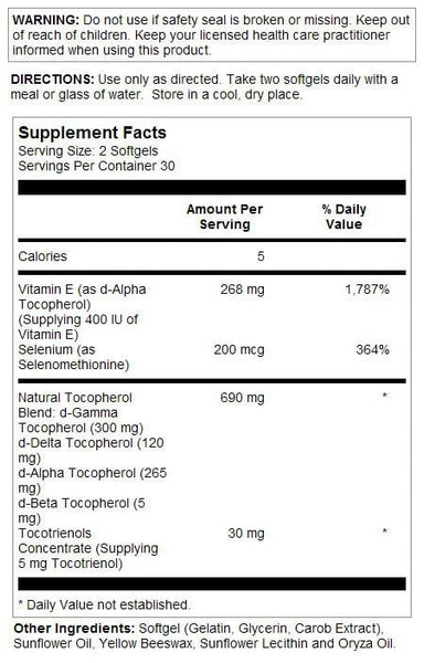 Solaray Vitamins, Minerals, Herbs & More Solaray Bio E Gamma Plex 400 IU 60 Softgels