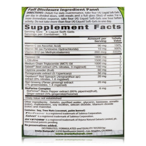 Irwin Naturals Nitric Oxide Irwin Naturals Beet Root Red 60 Softgels