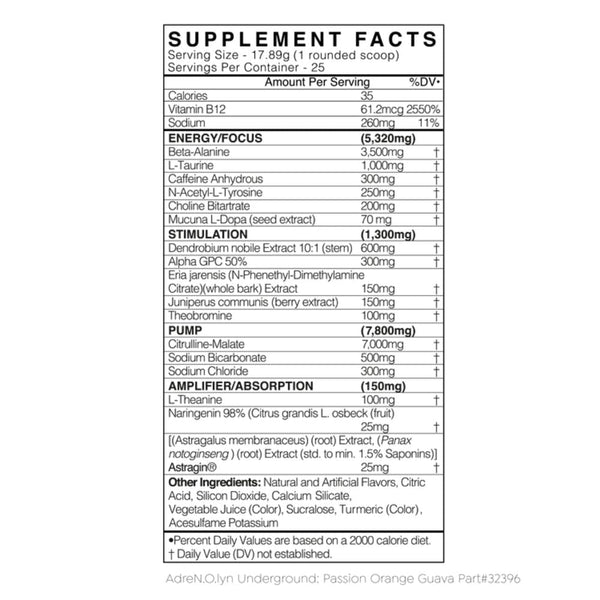 Black Market Labs Pre-Workouts Black Market Labs AdreNOlyn Underground 25 Servings