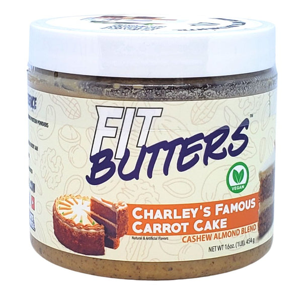 Fit Butters Foods Juices Charley's Famous Carrot Cake Cashew/Almond Butter (Vegan) Fit Butters High Protein Nut Butter Spreads 16oz
