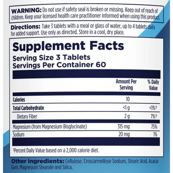 Kal Vitamins & Minerals KAL Chelated Magnesium Byglycinate 180 Tablets