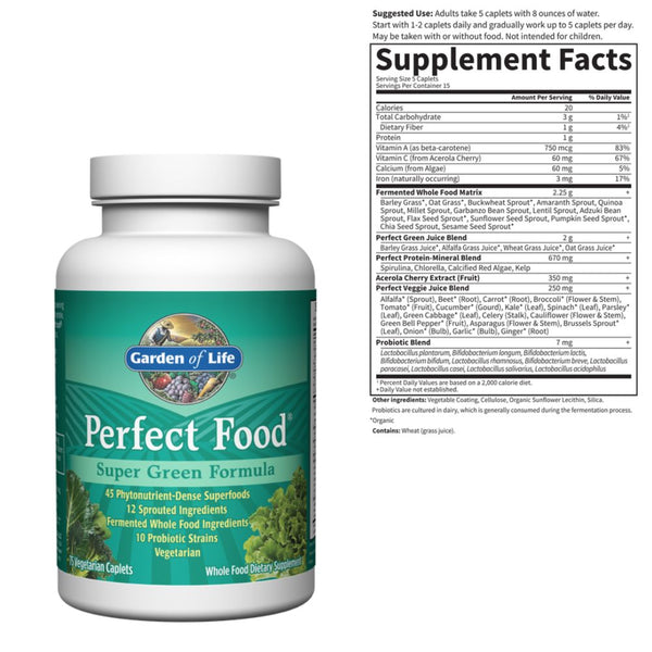 Garden of Life Vitamins, Minerals, Herbs & More Garden of Life Perfect Food Super Green Formula 300 Caplets