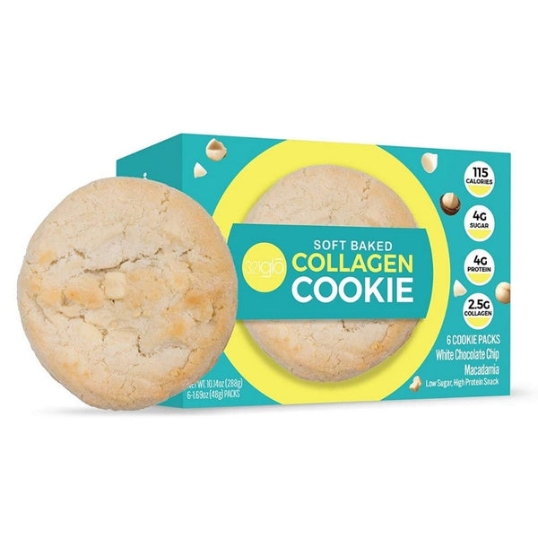 312 GLO Foods Juices White Chocolate Chip Macadamia 321 GLO Soft Baked Collagen Cookies 6/Box