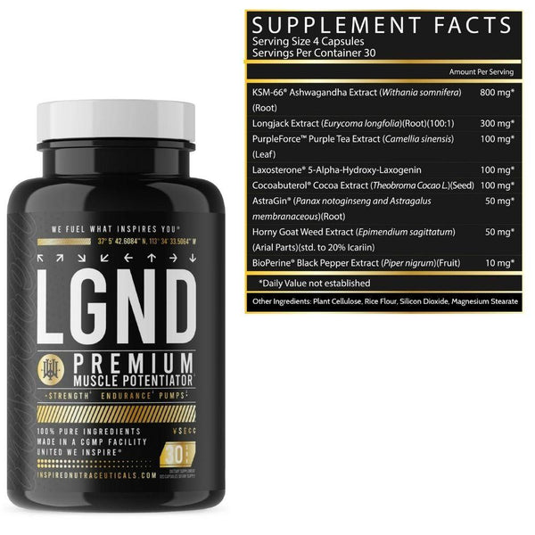 Inspired Nutraceuticals Sports Performance Recovery Inspired Nutra LGND Plant Based Anabolic 120 Capsules