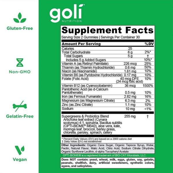 Goli Nutrition Digestive Health Goli Supergreens 60 Gummies