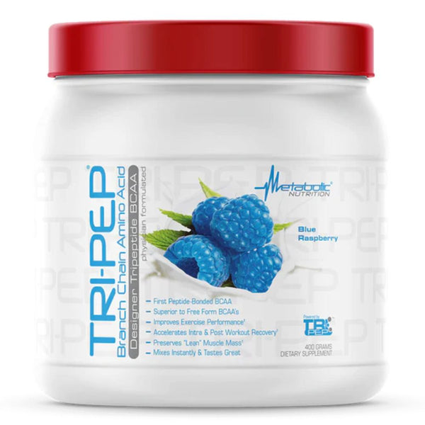 Metabolic Nutrition Sports Nutrition & More Blue Raspberry Metabolic Nutrition Tri-Pep BCAA 400 Grams