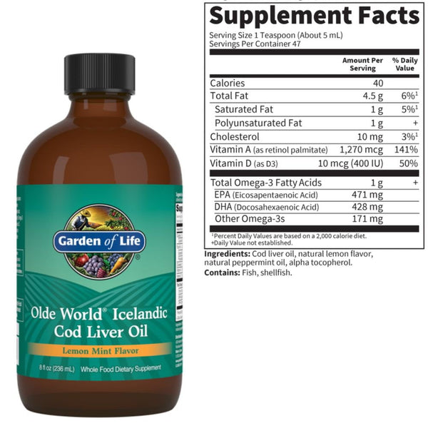Garden of Life Essential Fatty Acids & - Oils Garden of Life Olde World Icelandic Cod Liver Oil 8oz