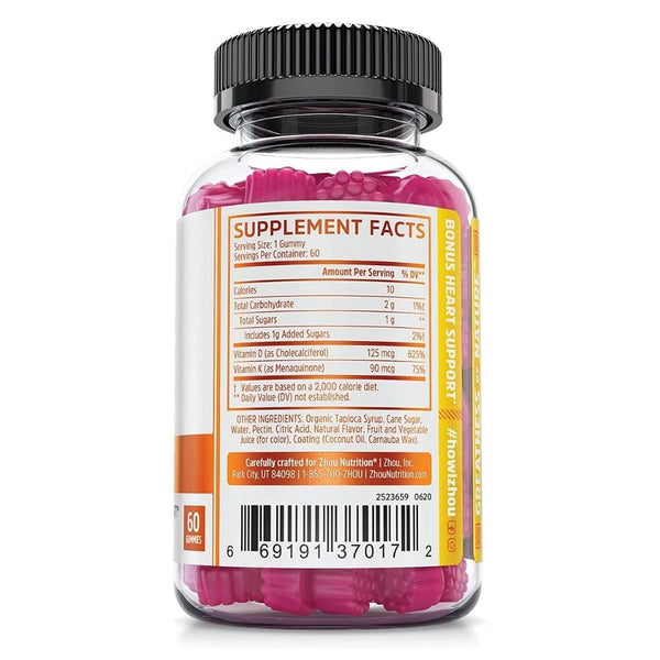 ZHOU Vitamins & Minerals ZHOU K2 + D3 Strawberry Gummies 60ct