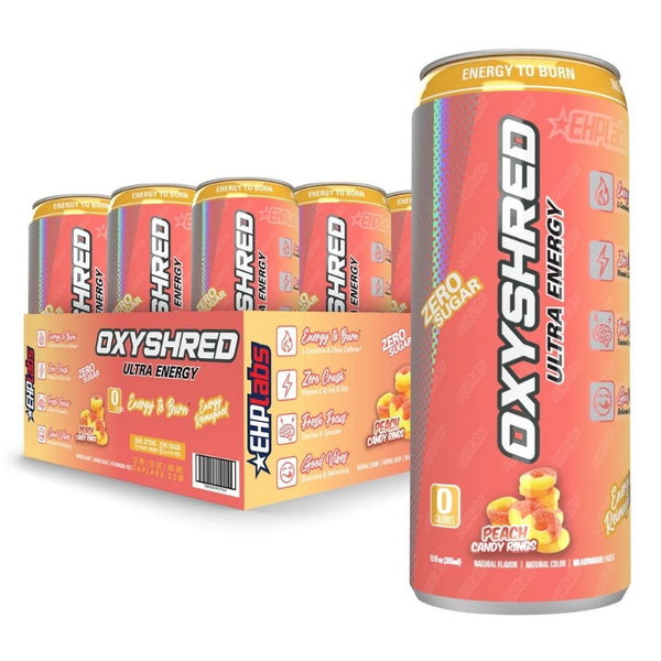 EHP Labs Drinks Peach Candy Rings EHP OxyShred RTD Energy Drink 12 Case
