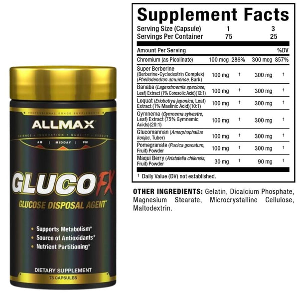 Allmax Nutrition Digestive Health Allmax GlucoFx Fuel Injector 75 Capsules