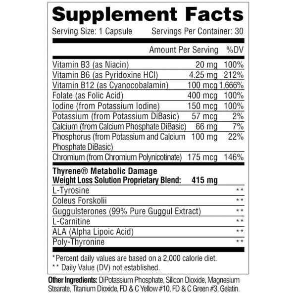 Metabolic Nutrition Sports Nutrition & More Metabolic Nutrition Thyrene 30 Capsules