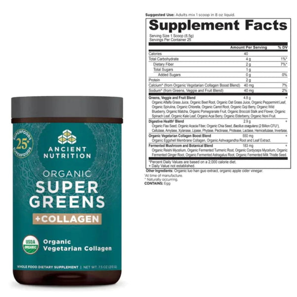 Ancient Nutrition Personal Care& - Hygeine Ancient Nutrition Super Greens + Collagen 25 Servings