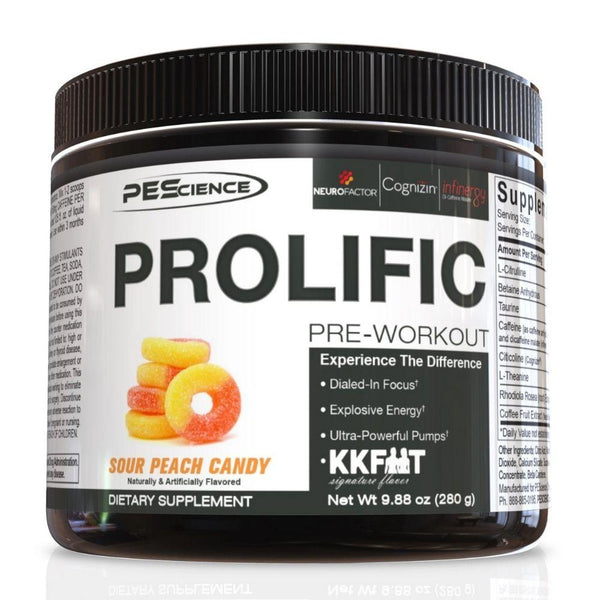 PEScience Sports Nutrition & More Sour Peach Candy PEScience Prolific 20 Servings