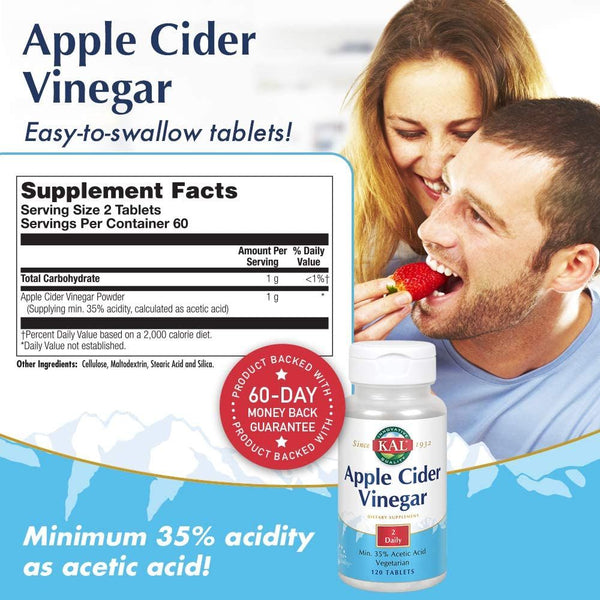 Kal Vitamins, Minerals, Herbs & More Kal Apple Cider Vinegar 120 Tablets