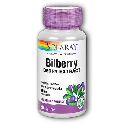 Solaray Vitamins, Minerals, Herbs & More Solaray Bilberry Extract 42mg 60 Caps (580509040684)