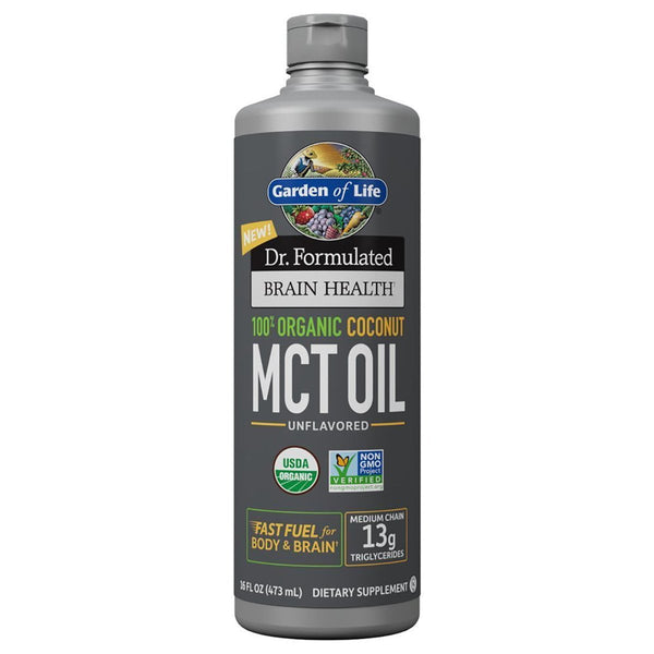 Garden of Life Vitamins, Minerals, Herbs & More Dr. Formulated Brain Health Organic Coconut MCT Oil 16 Fl Oz (908103450668)