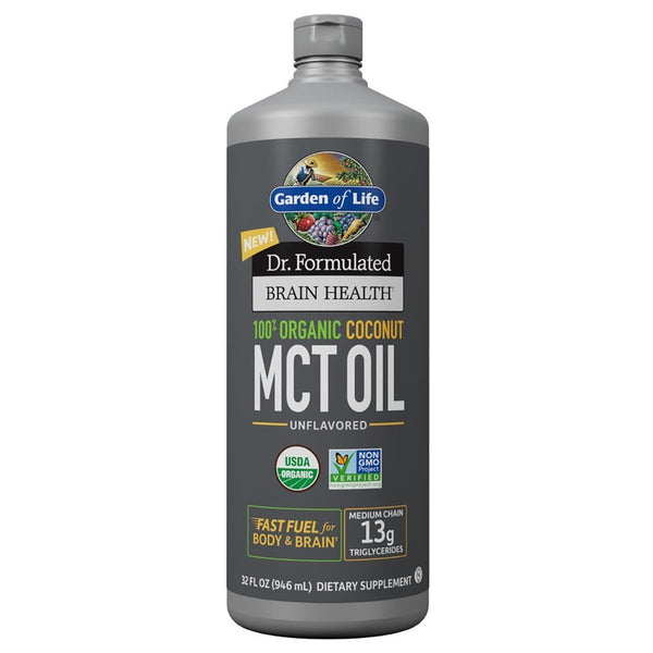 Garden of Life Vitamins, Minerals, Herbs & More Dr. Formulated Brain Health Organic Coconut MCT Oil 32 Fl Oz (908109053996)