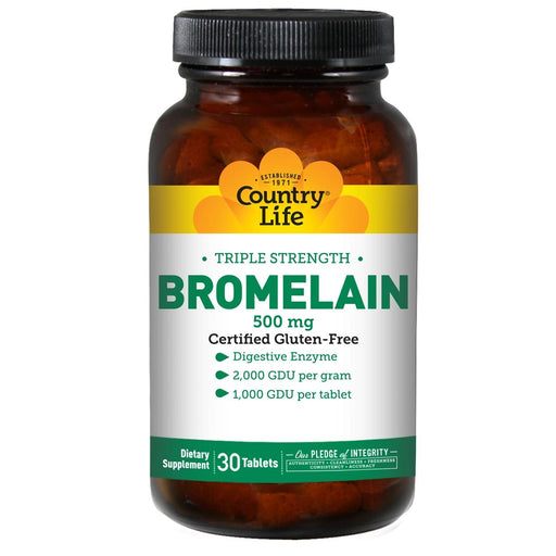 Country Life Vitamins, Minerals, Herbs & More Country Life Bromelain 500mg 30 Tabs (580630839340)