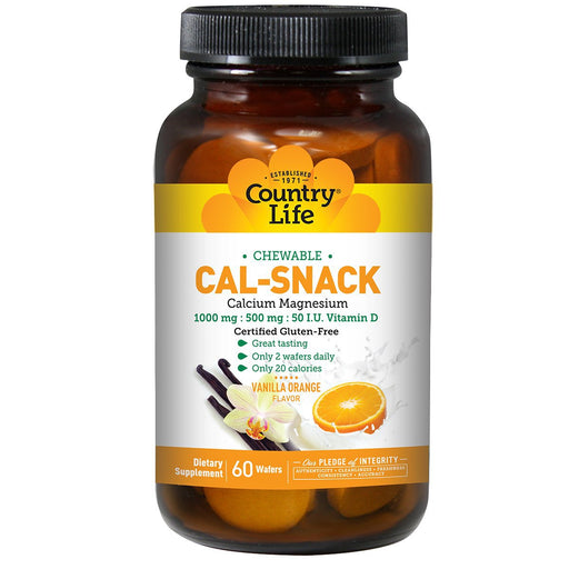 Country Life Vitamins, Minerals, Herbs & More Country Life Chewable Calcium Snack w/Magnesium Vanilla Orange 60 Chews (580479156268)