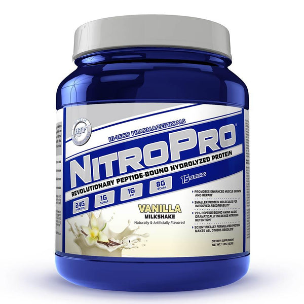 Hi-Tech Pharmaceuticals Sports Nutrition & More Vanilla Milkshake Hi-Tech Pharmaceuticals NitroPro 1lb (582616350764)