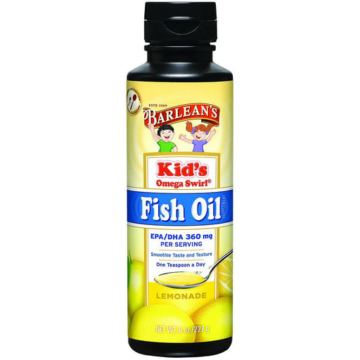 Barlean's Vitamins, Minerals, Herbs & More Barlean's Kid's Omega Swirl Omega-3 Fish Oil Supplement Lemonade 8 Fl Oz (581253693484)