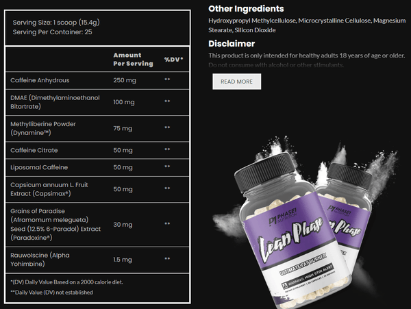 Phase One Nutrition Fat Burner Phase One Nutrition LeanPhase 60 Caps