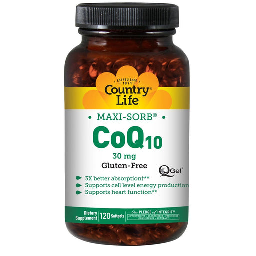 Country Life Vitamins, Minerals, Herbs & More Country Life Maxi Sorb CoQ-10 30mg 120 Softgels (580481482796)