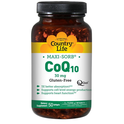Country Life Vitamins, Minerals, Herbs & More Country Life Maxi Sorb CoQ-10 30mg 50 SoftGels