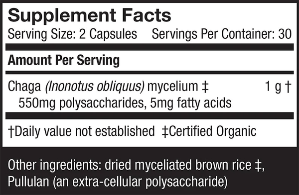 Fungi Perfect Herbs Host Defense Chaga Capsules 60 Capsules