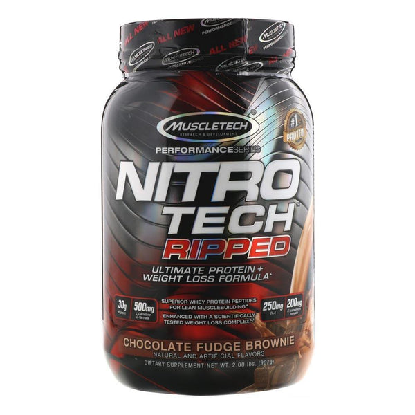MuscleTech Protein Powders Chocolate Fudge Brownie Nitro-Tech Ripped 2Lbs (3976904933420)