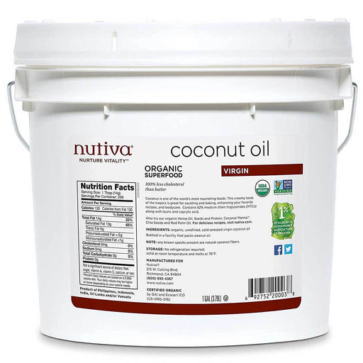 Nutiva Vitamins, Minerals, Herbs & More Nutiva Organic Extra Virgin Coconut Oil 1 Gallon (580861657132)