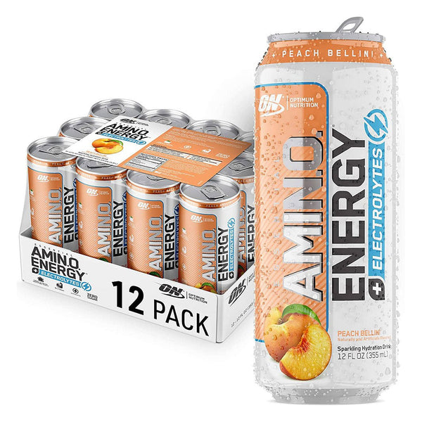 Optimum Nutrition Drinks Peach Bellini Optimum Nutrition Amino Energy + Electrolytes RTD 12/Case