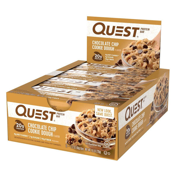 Quest Nutrition Sports Nutrition & More Chocolate Chip Cookie Dough Quest Nutrition Quest Bar Protein Bar 12/Box
