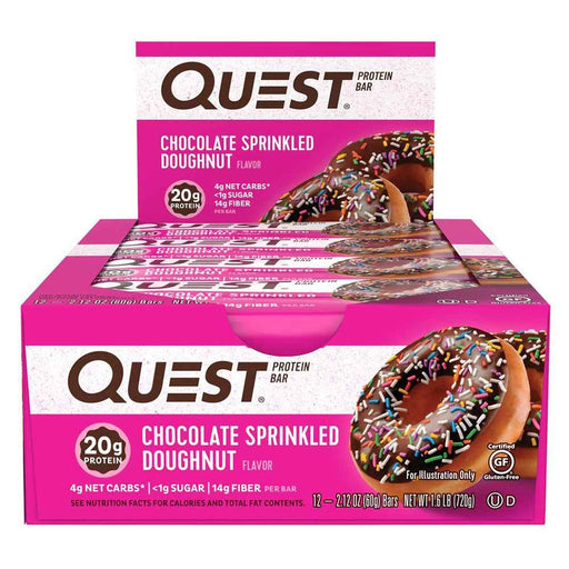 Quest Nutrition Sports Nutrition & More Chocolate Sprinkled Doughnut Quest Nutrition Quest Bar Protein Bar 12/Box