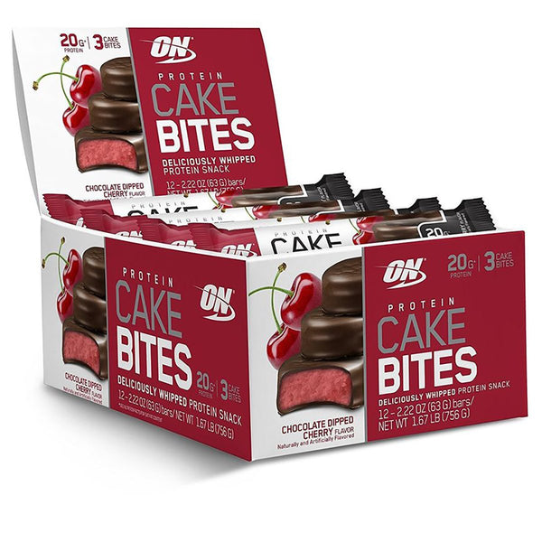 Optimum Nutrition Sports Nutrition & More Chocolate Dipped Cherry Optimum Nutrition Protein Cake Bites 12/Box (582543867948)