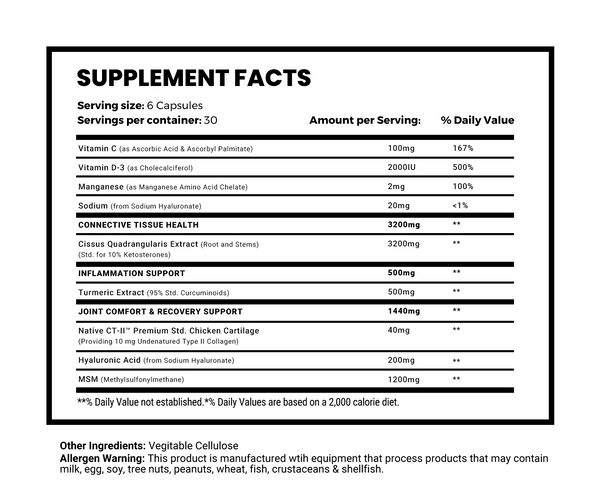 MAN Joint Aid Nutritox Joint Renew 180 Capsules