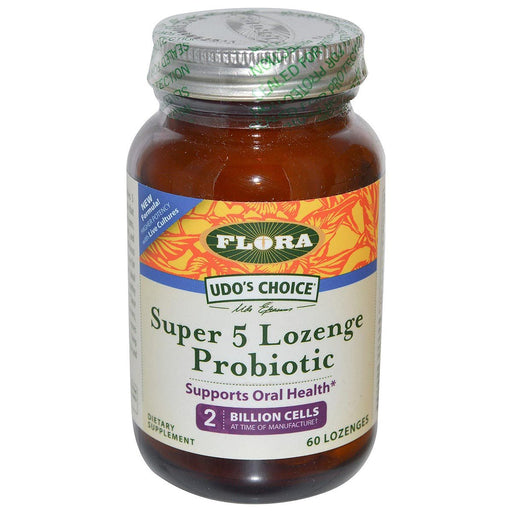 Flora (Udo's Choice) Vitamins, Minerals, Herbs & More Flora Udo's Choice Super 5 Lozenge Probiotic 60 Lozenges (580805361708)