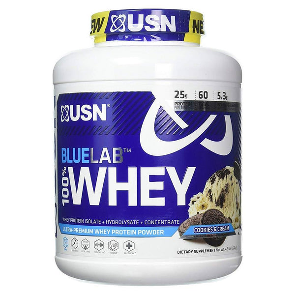 USN Protein Powders COOKIES AND CREAM USN Blue Lab 100% Whey 4.5LB (1421061652524)
