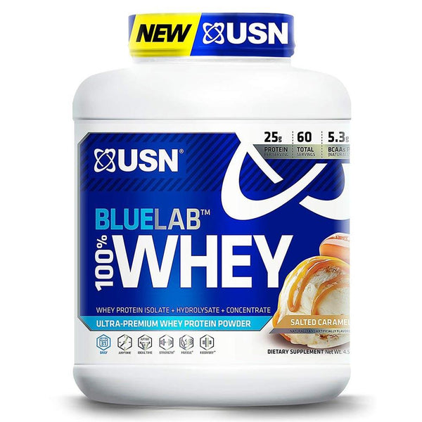 USN Protein Powders SALTED CARAMEL USN Blue Lab 100% Whey 4.5LB (1421061652524)