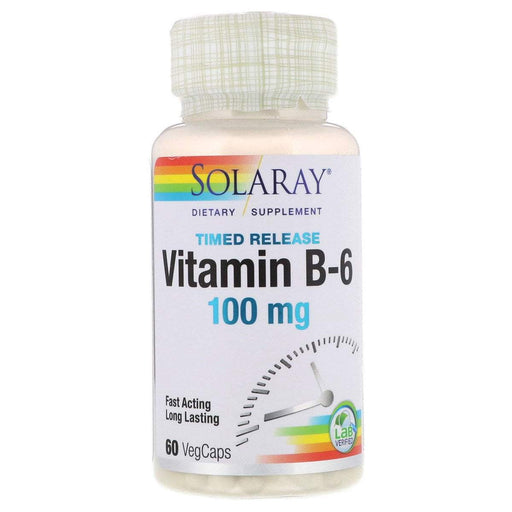 Solaray Vitamins, Minerals, Herbs & More Solaray Vitamin B-6 Two Stage Time Release 100mg 60 caps